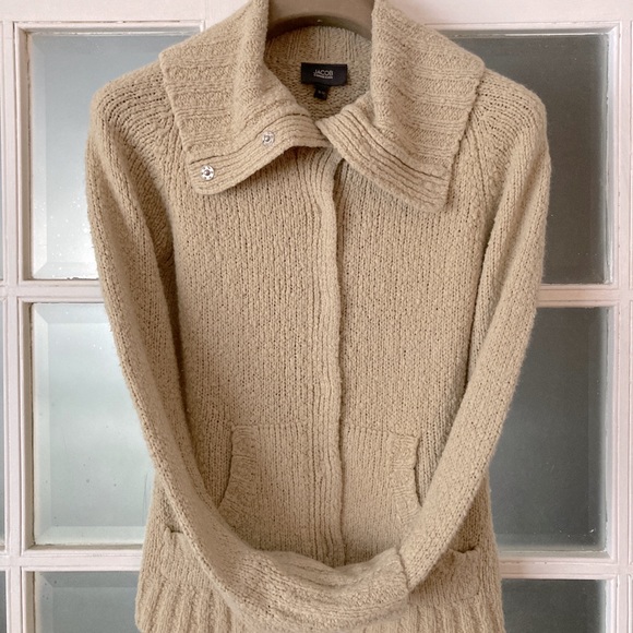 ❌SOLD❌MED•JACOB CONNEXION•WOOL BLEND SANDY BEIGE CARDIGAN• - Picture 5 of 9
